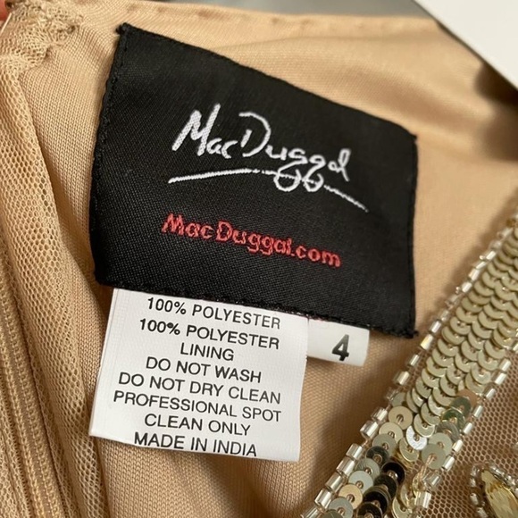 Nwt Mac Duggal Cap Sleeve Embellished Column Gown in Nude - Picture 11 of 15